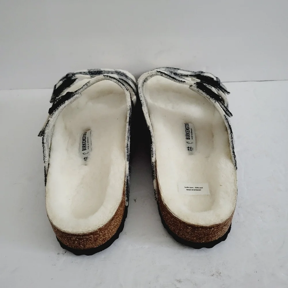 New Birkenstock Men's Arizona Rivet Shearling Sandal Plaid Wool ,Size 11 - 11,5